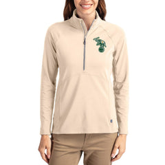 Athletics Cutter & Buck Women's Cooperstown Collection Adapt Eco Knit Stretch Half-Zip Pullover - Tan Pullover