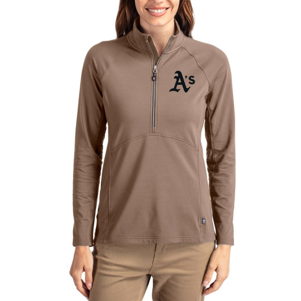 Athletics Cutter & Buck Women's Adapt Eco Knit Stretch Half-Zip Pullover - Brown Pullover