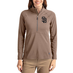 San Diego Padres Cutter & Buck Women's Adapt Eco Knit Stretch Half-Zip Pullover - Brown Pullover