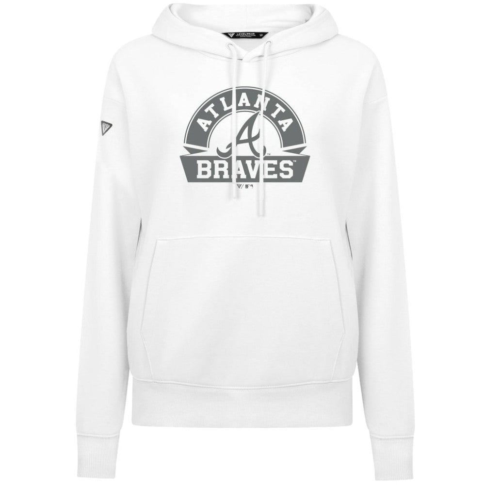 Atlanta Braves Levelwear Women's Adorn Banner Arch Hoodie - White Hoodies