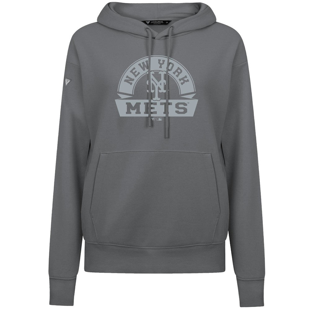 New York Mets Levelwear Women's Adorn Banner Arch Hoodie - Stone Hoodies
