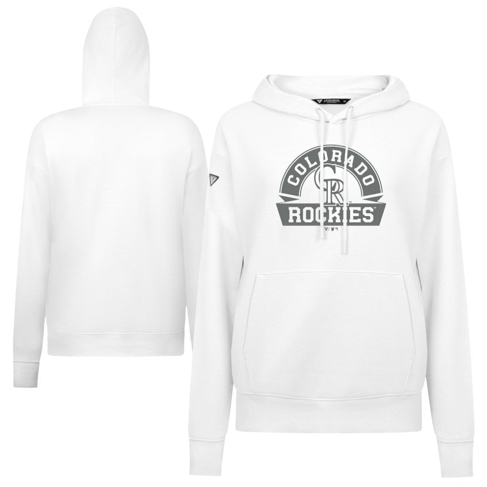 Colorado Rockies Levelwear Women's Adorn Banner Arch Hoodie - White Hoodies