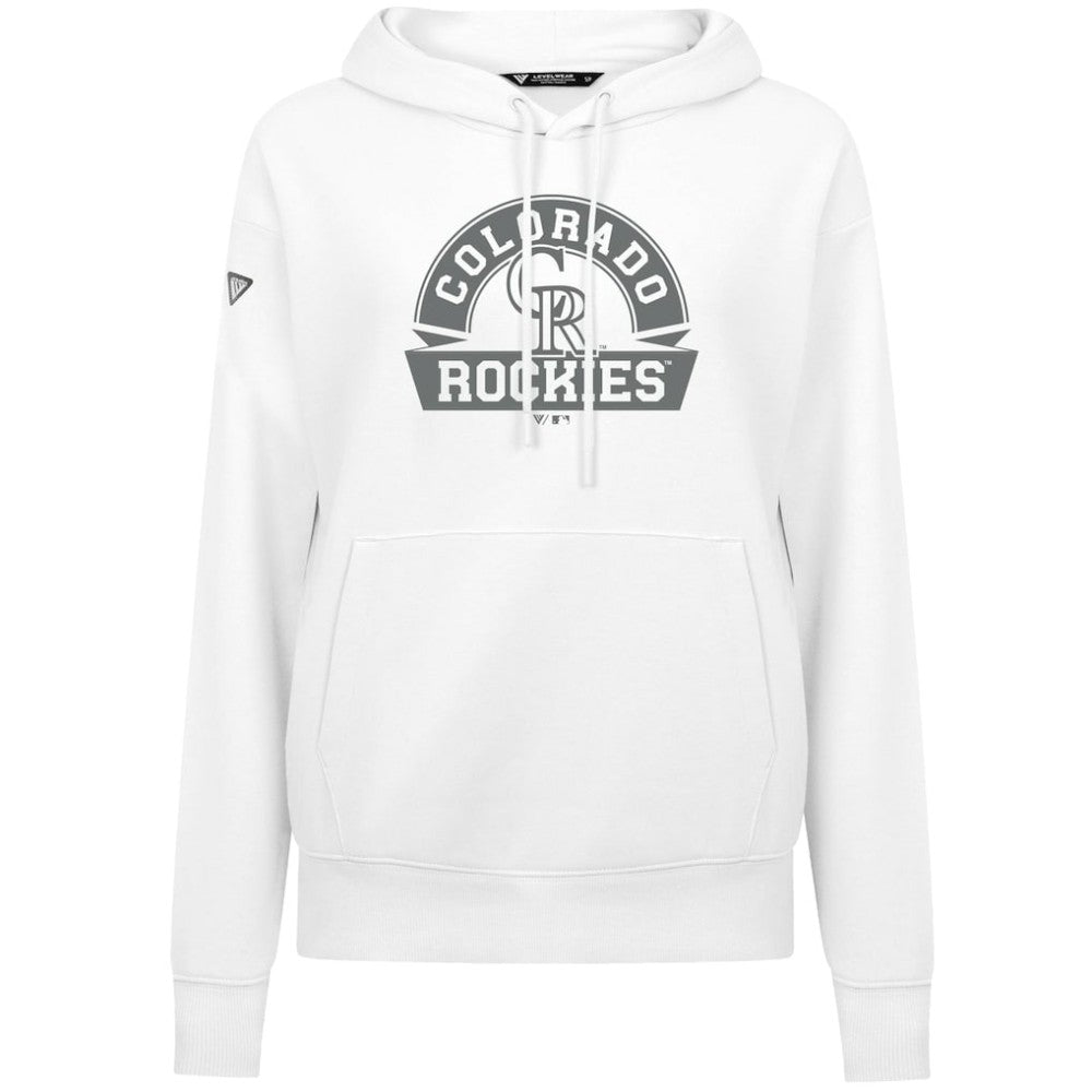 Colorado Rockies Levelwear Women's Adorn Banner Arch Hoodie - White Hoodies