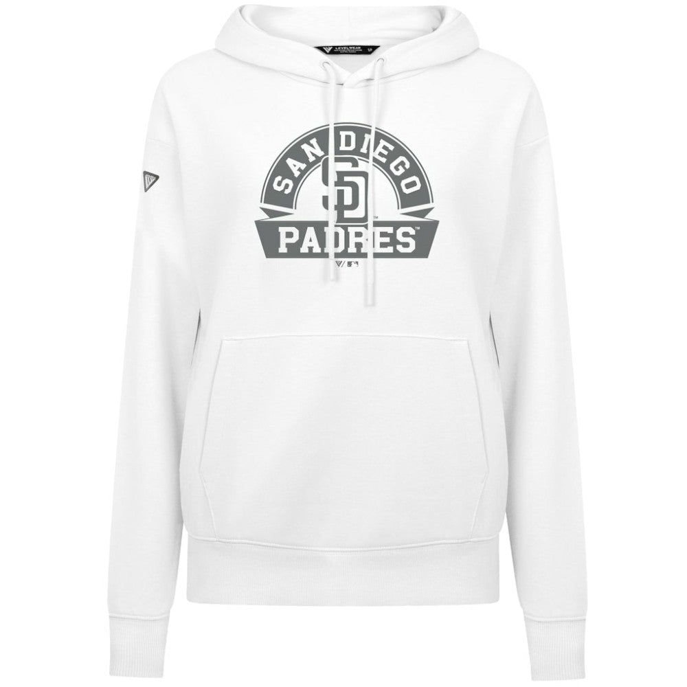 San Diego Padres Levelwear Women's Adorn Banner Arch Hoodie - White Hoodies
