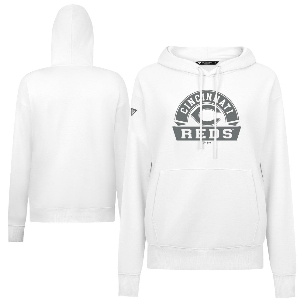 Cincinnati Reds Levelwear Women's Adorn Banner Arch Hoodie - White Hoodies