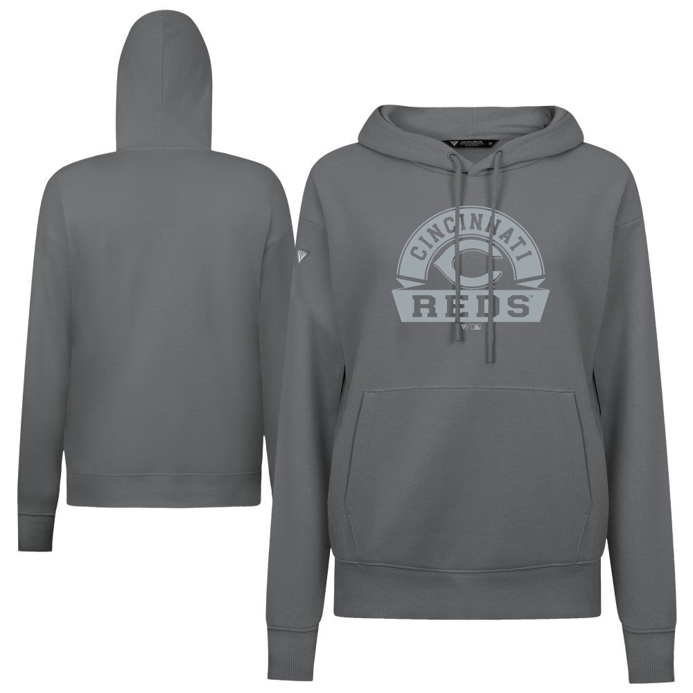 Cincinnati Reds Levelwear Women's Adorn Banner Arch Hoodie - Stone Hoodies