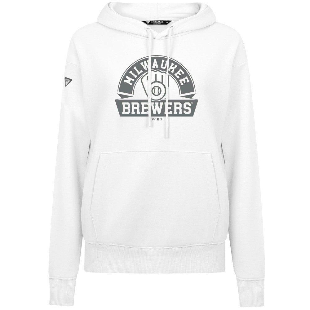 Milwaukee Brewers Levelwear Women's Adorn Banner Arch Hoodie - White Hoodies