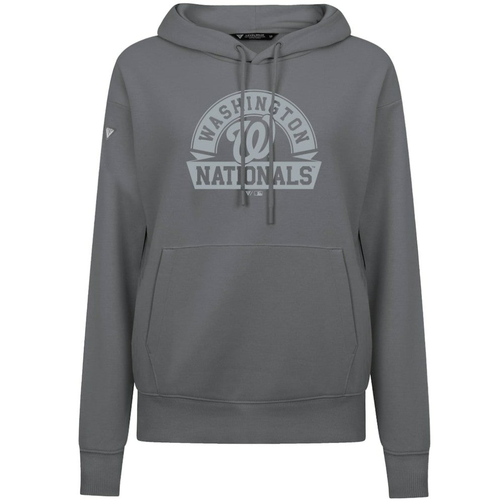 Washington Nationals Levelwear Women's Adorn Banner Arch Hoodie - Stone Hoodies