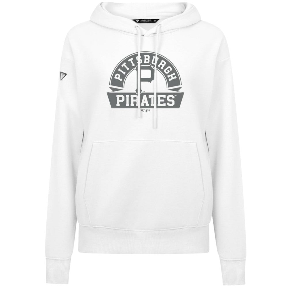 Pittsburgh Pirates Levelwear Women's Adorn Banner Arch Hoodie - White Hoodies