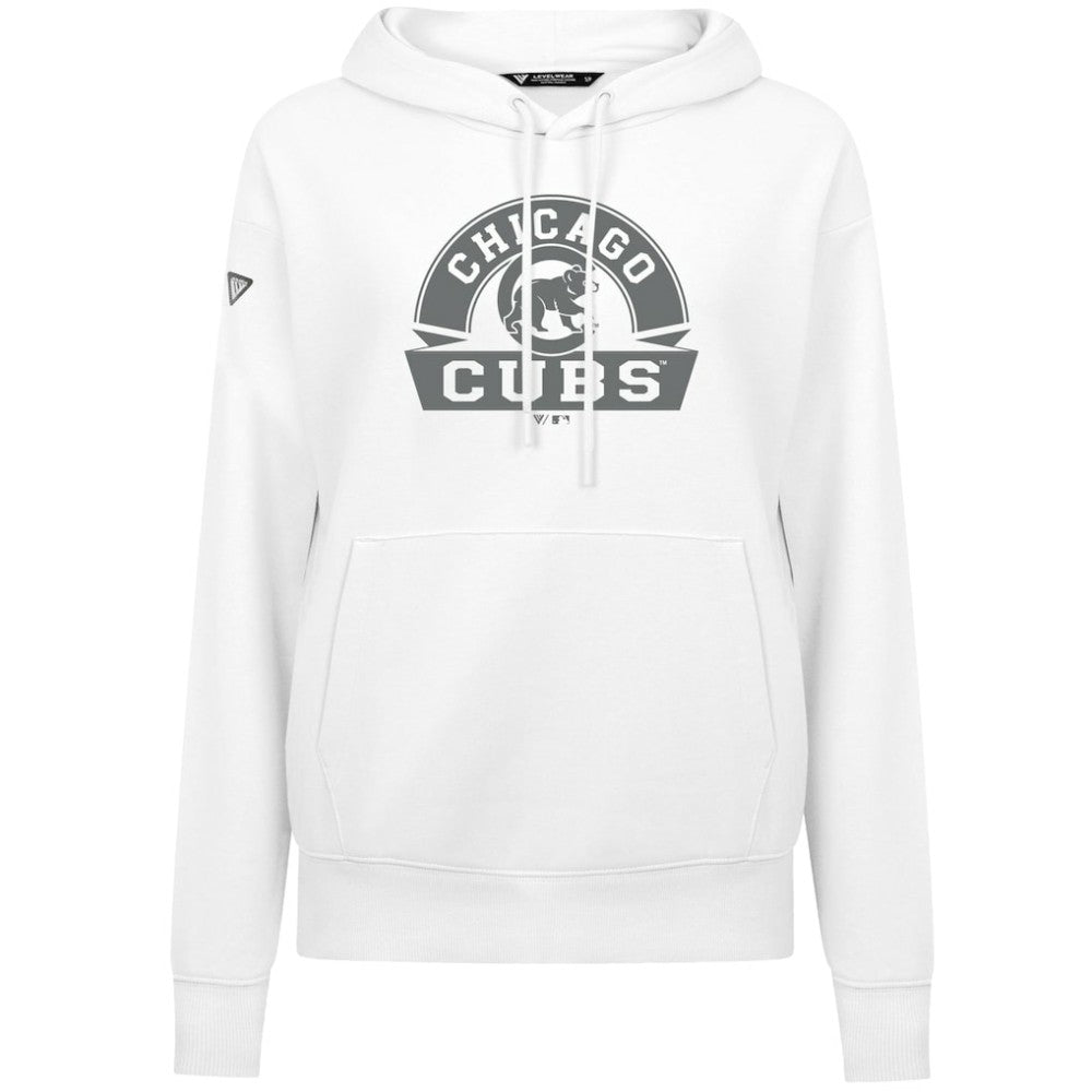 Chicago Cubs Levelwear Women's Adorn Banner Arch Hoodie - White Hoodies
