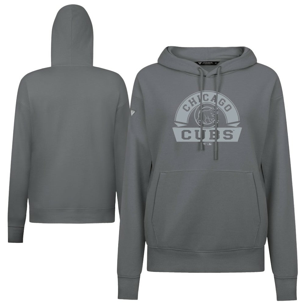 Chicago Cubs Levelwear Women's Adorn Banner Arch Hoodie - Stone Hoodies