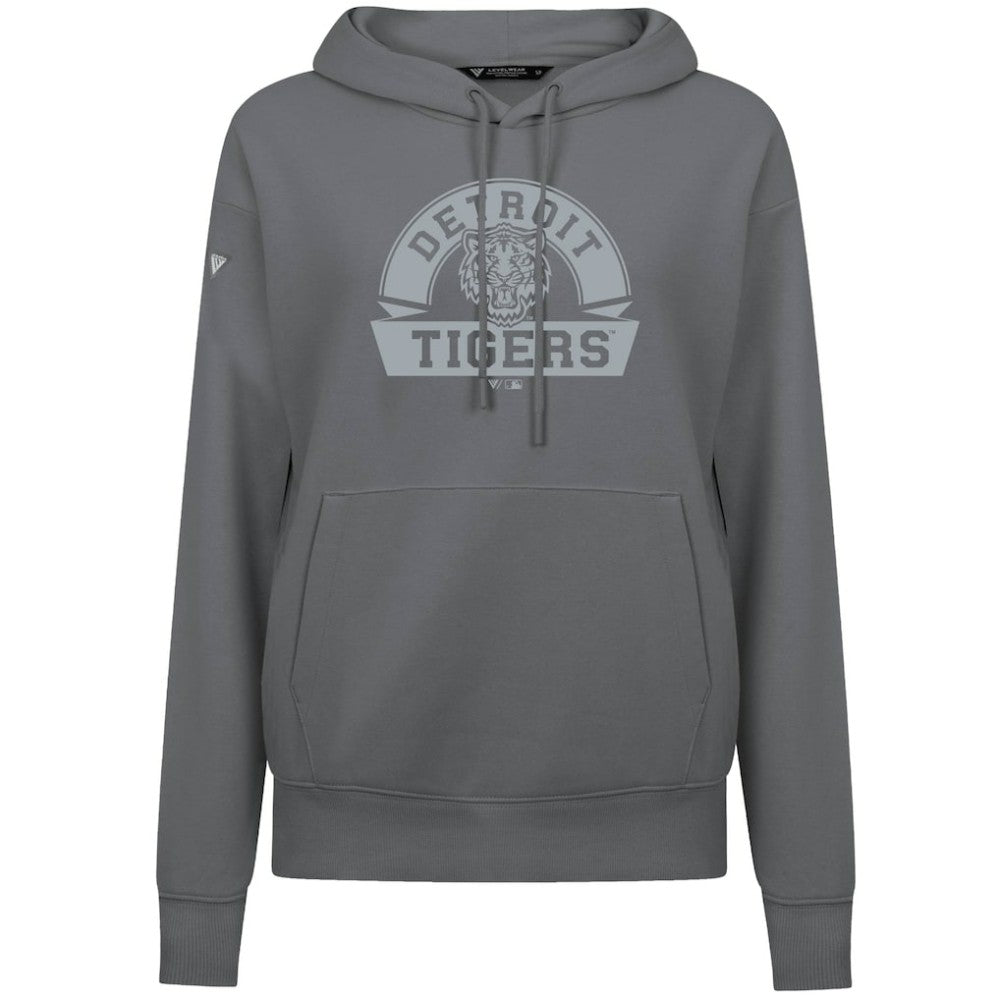Detroit Tigers Levelwear Women's Adorn Banner Arch Hoodie - Stone Hoodies
