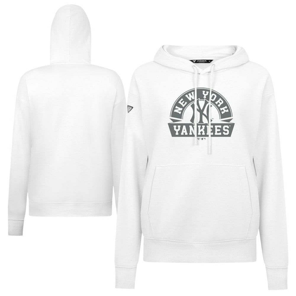 New York Yankees Levelwear Women's Adorn Banner Arch Hoodie - White Hoodies