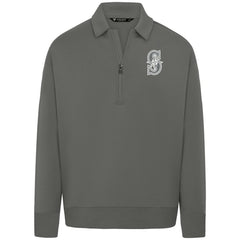 Seattle Mariners Levelwear Women's Canmore Chenille Logo Quarter-Zip Top - Stone Tops