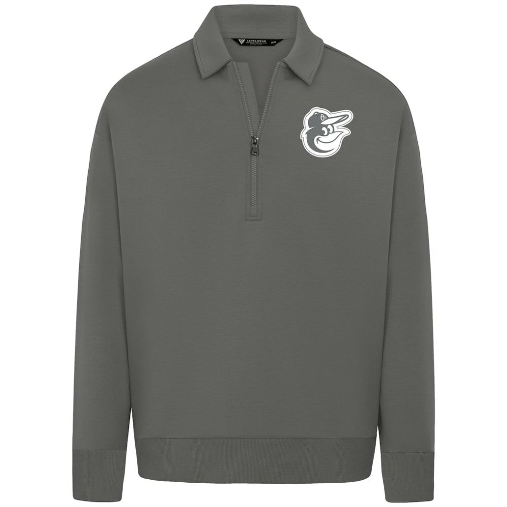 Baltimore Orioles Levelwear Women's Canmore Chenille Logo Quarter-Zip Top - Stone Tops