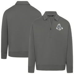 Boston Red Sox Levelwear Women's Canmore Chenille Logo Quarter-Zip Top - Stone Tops