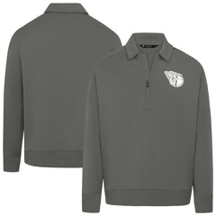 Cleveland Guardians Levelwear Women's Canmore Chenille Logo Quarter-Zip Top - Stone Tops