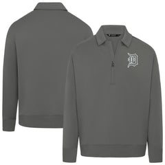 Detroit Tigers Levelwear Women's Canmore Chenille Logo Quarter-Zip Top - Stone Tops