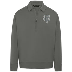 Minnesota Twins Levelwear Women's Canmore Chenille Logo Quarter-Zip Top - Stone Tops