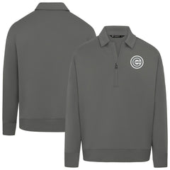Chicago Cubs Levelwear Women's Canmore Chenille Logo Quarter-Zip Top - Stone Tops