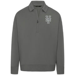 New York Mets Levelwear Women's Canmore Chenille Logo Quarter-Zip Top - Stone Tops