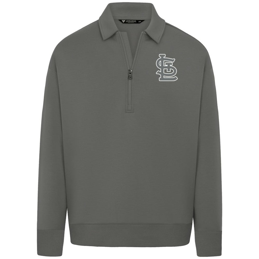 St. Louis Cardinals Levelwear Women's Canmore Chenille Logo Quarter-Zip Top - Stone Tops