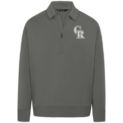 Colorado Rockies Levelwear Women's Canmore Chenille Logo Quarter-Zip Top - Stone Tops