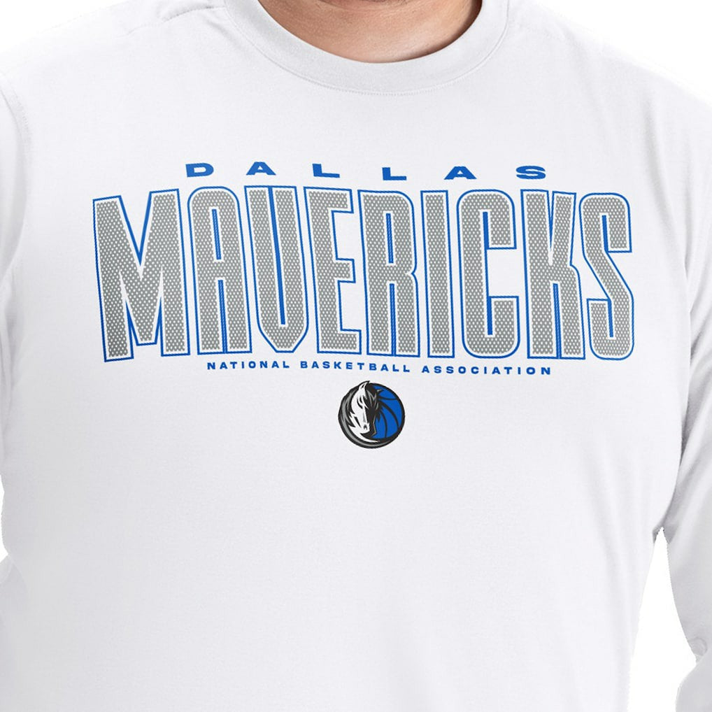Dallas Mavericks G-III Sports by Carl Banks Adaptive Printed Mesh Effect Long Sleeve T-Shirt White