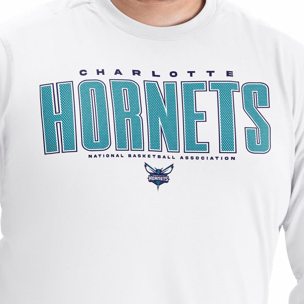 Charlotte Hornets G-III Sports by Carl Banks Adaptive Printed Mesh Effect Long Sleeve T-Shirt White