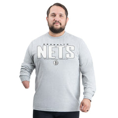 Brooklyn Nets G-III Sports by Carl Banks Adaptive Printed Mesh Effect Long Sleeve T-Shirt Gray