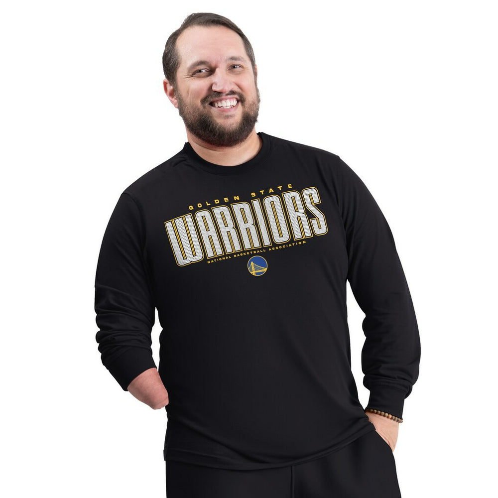 Golden State Warriors G-III Sports by Carl Banks Adaptive Printed Mesh Effect Long Sleeve T-Shirt Black