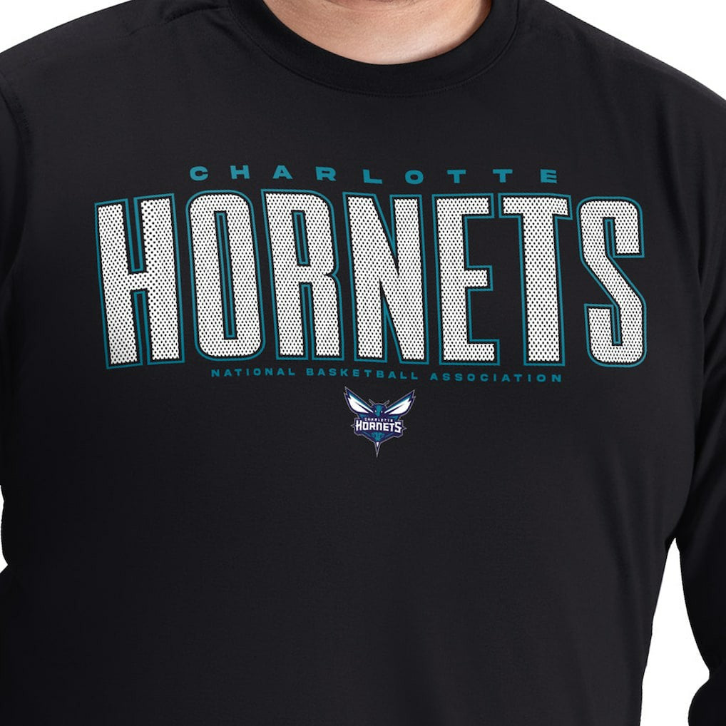 Charlotte Hornets G-III Sports by Carl Banks Adaptive Printed Mesh Effect Long Sleeve T-Shirt Black