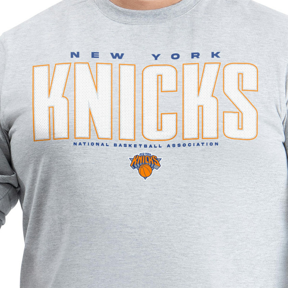 New York Knicks G-III Sports by Carl Banks Adaptive Printed Mesh Effect Long Sleeve T-Shirt Gray