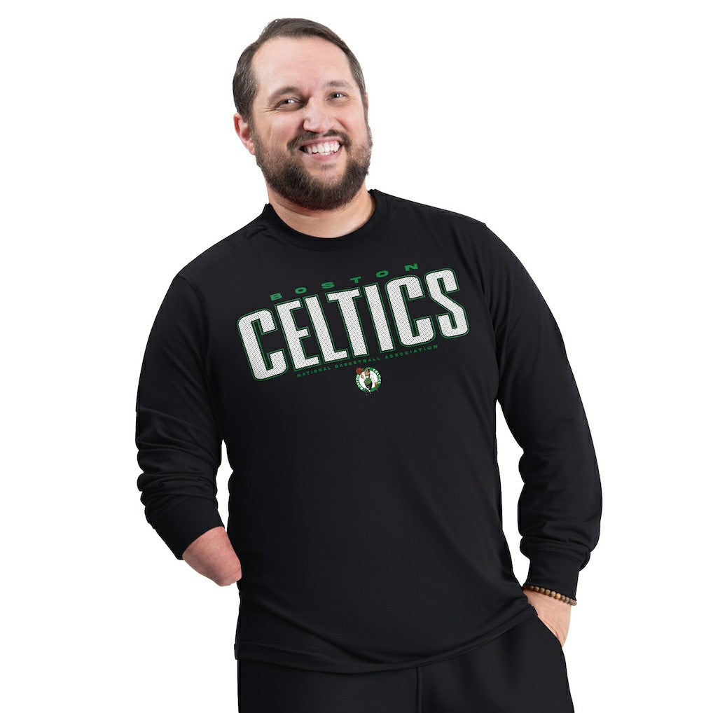 Boston Celtics G-III Sports by Carl Banks Adaptive Printed Mesh Effect Long Sleeve T-Shirt Black