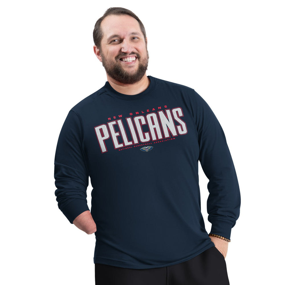 New Orleans Pelicans G-III Sports by Carl Banks Adaptive Printed Mesh Effect Long Sleeve T-Shirt Navy