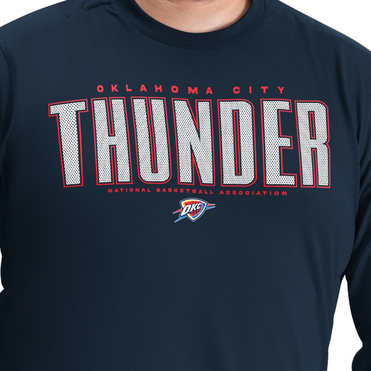 Oklahoma City Thunder G-III Sports by Carl Banks Adaptive Printed Mesh Effect Long Sleeve T-Shirt Navy