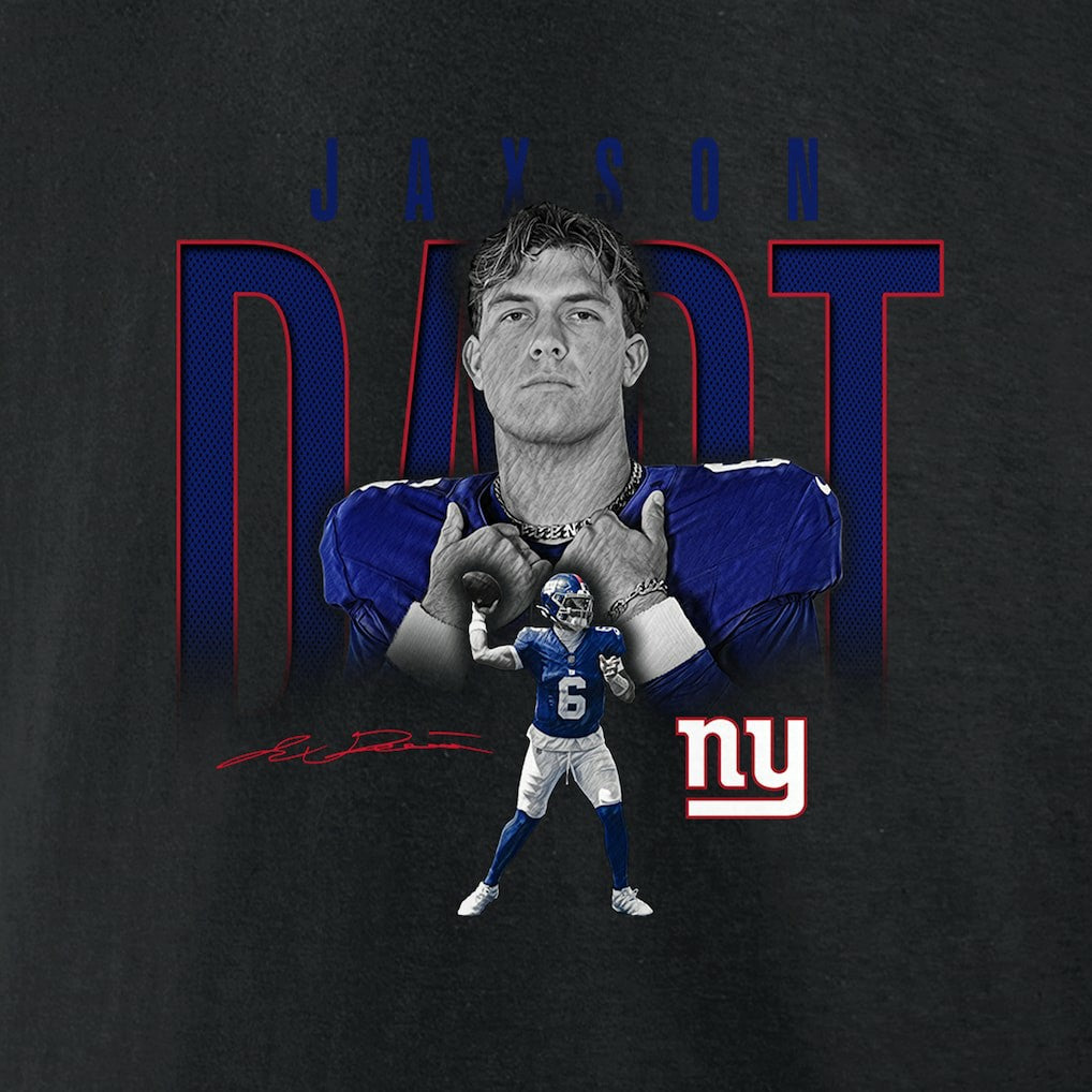 Jaxson Dart New York Giants Humble Shadow Player Graphic T-Shirt Black