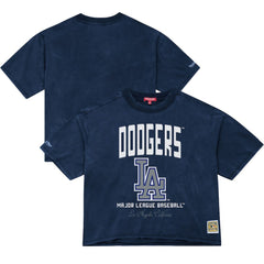 Los Angeles Dodgers Mitchell & Ness Women's Cooperstown Cropped Boxy T-Shirt - Blue T-shirts