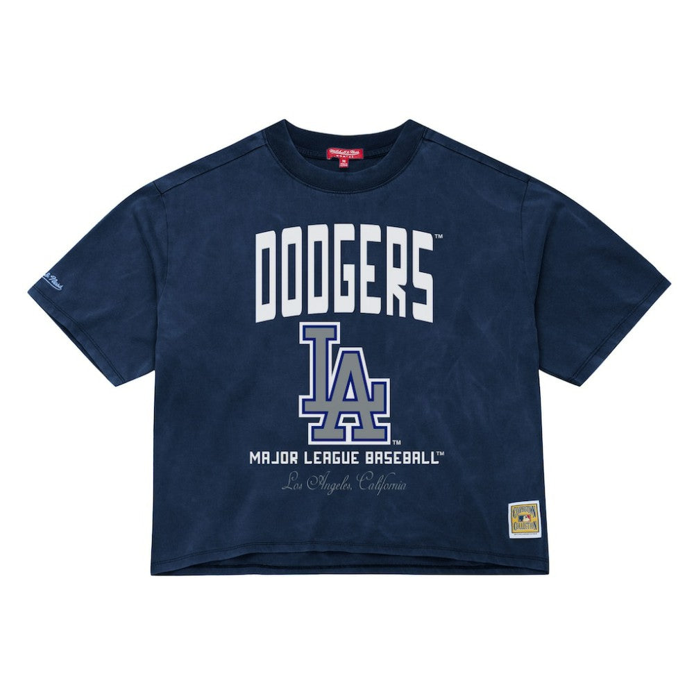 Los Angeles Dodgers Mitchell & Ness Women's Cooperstown Cropped Boxy T-Shirt - Blue T-shirts