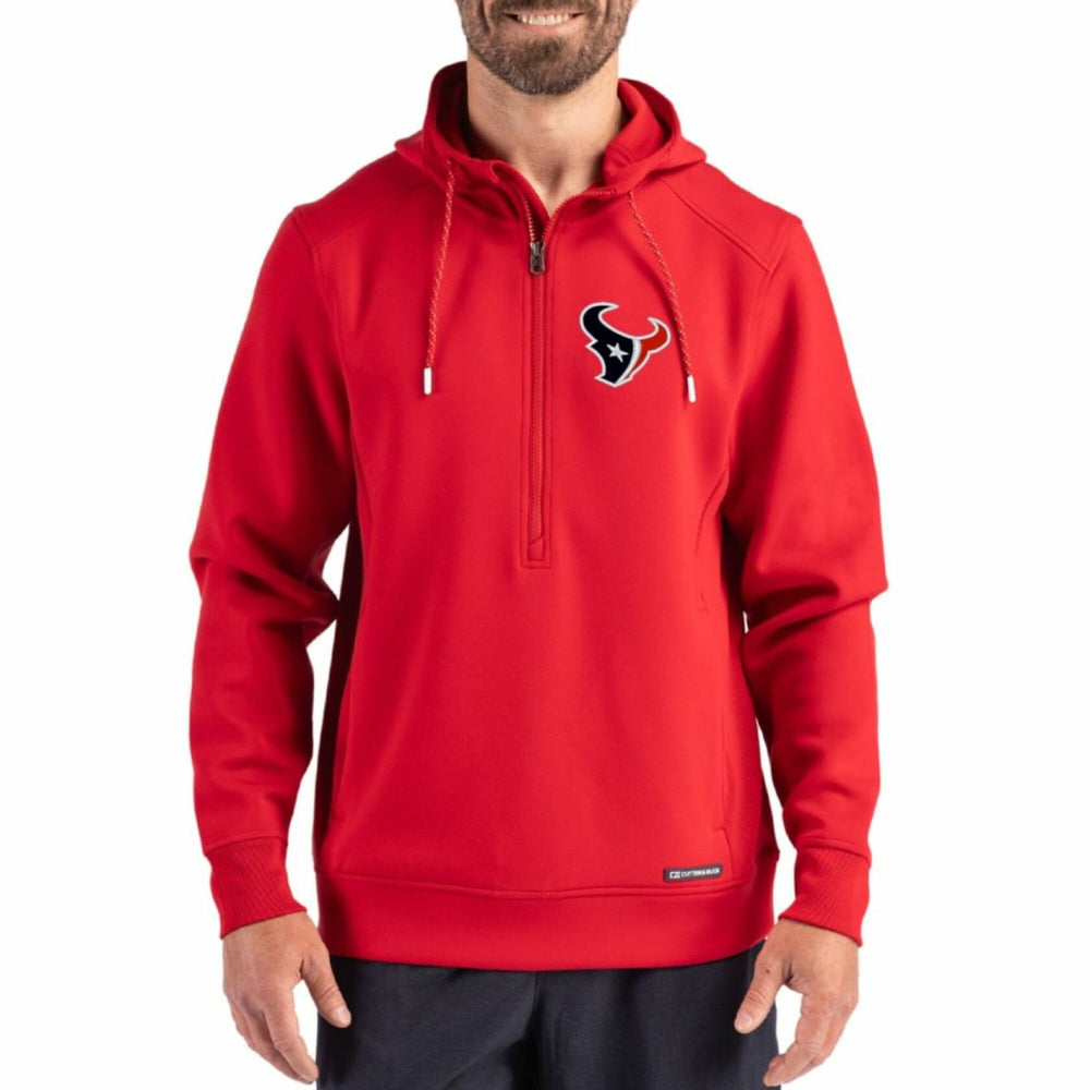 Houston Texans Cutter & Buck Roam Eco Half-Zip Recycled Pullover Hoodie Red