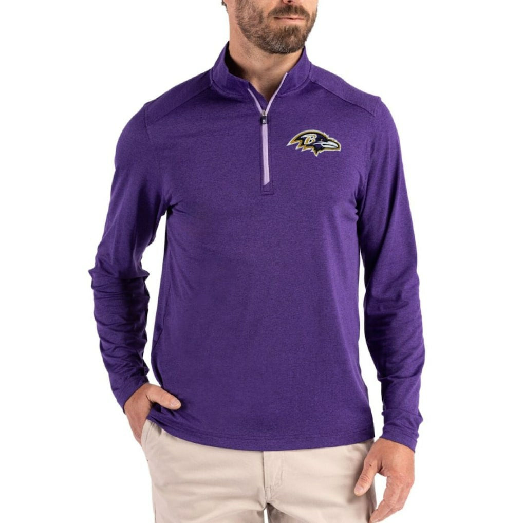 Baltimore Ravens Cutter & Buck Coastline Epic Comfort Recycled Quarter-Zip Pullover Purple
