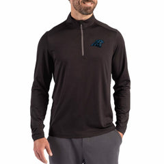 Carolina Panthers Cutter & Buck Coastline Epic Comfort Recycled Quarter-Zip Pullover Black