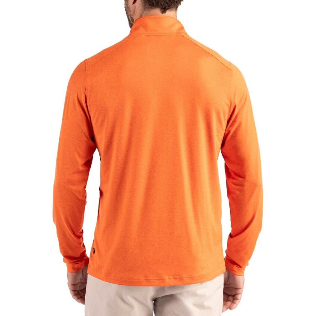 Cleveland Browns Cutter & Buck Coastline Epic Comfort Recycled Quarter-Zip Pullover Orange