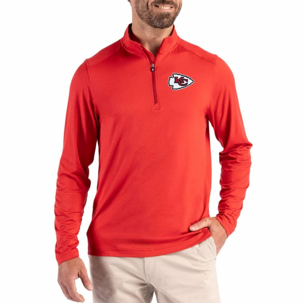 Kansas City Chiefs Cutter & Buck Coastline Epic Comfort Recycled Quarter-Zip Pullover Red