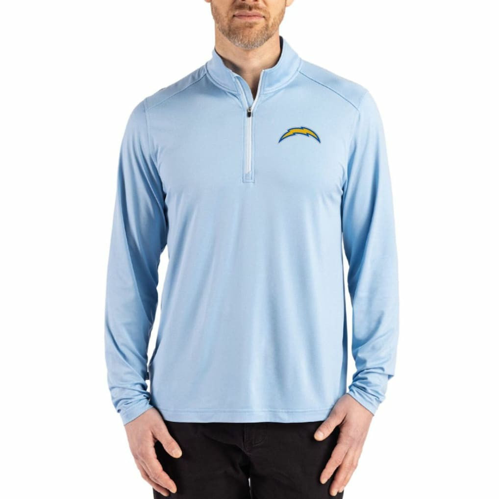 Los Angeles Chargers Cutter & Buck Coastline Epic Comfort Recycled Quarter-Zip Pullover Powder Blue