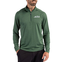 New York Jets Cutter & Buck Coastline Epic Comfort Recycled Quarter-Zip Pullover Green