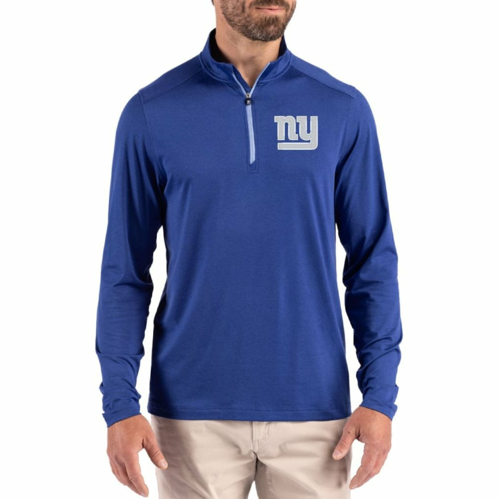 New York Giants Cutter & Buck Coastline Epic Comfort Recycled Quarter-Zip Pullover Royal