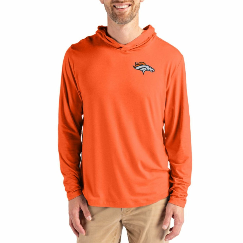 Denver Broncos Cutter & Buck Coastline Epic Comfort Recycled Long Sleeve Hoodie T-Shirt Orange