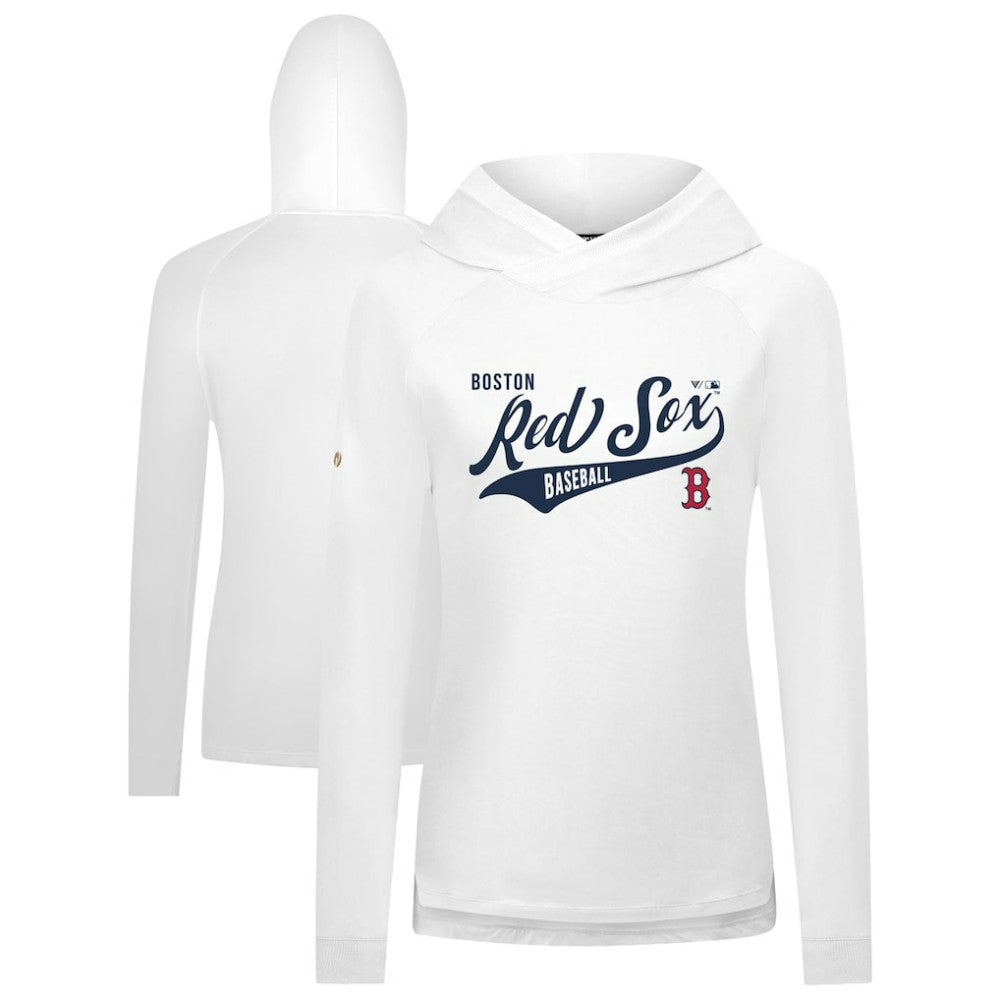 Boston Red Sox Levelwear Women's Slender Glide Raglan Hoodie - White Hoodies