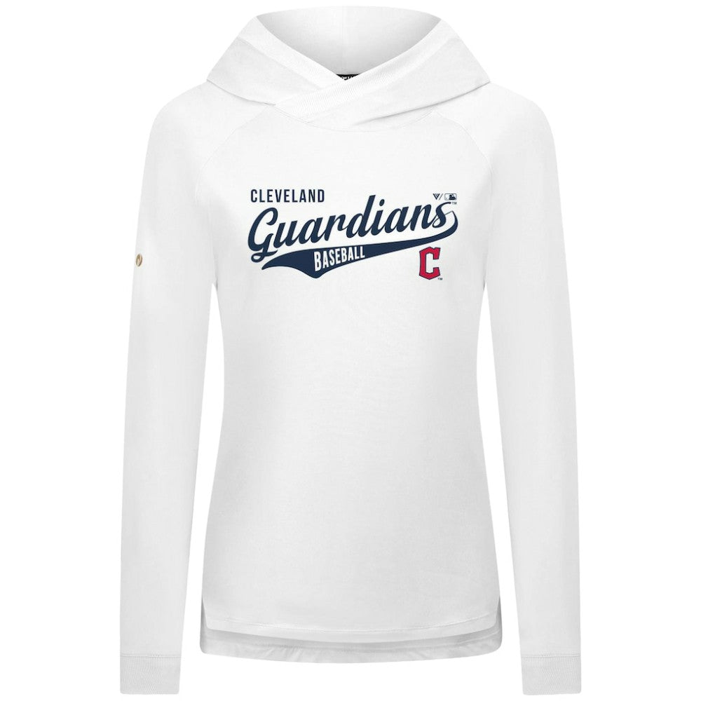 Cleveland Guardians Levelwear Women's Slender Glide Raglan Hoodie - White Hoodies